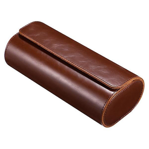 Hemobllo 3-lokeroinen nahkainen kellolaukku rullajärjestäjä kannettava kello (ruskea)