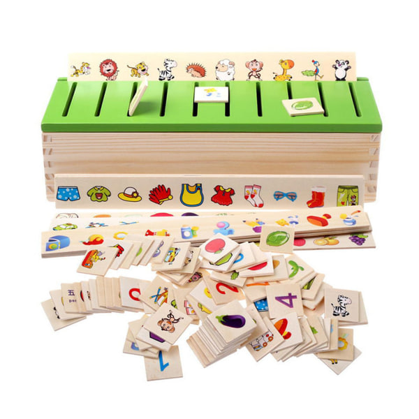 Montessori träsortering Spel Barnspel Barnspel Leksaker