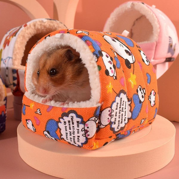Ekorrhus Minibur Plyschfoder Husdjur Sovsäng Hamster Igelkott Varmbo Husburtillbehör Qinhai (Storlek, färg: L-orange
