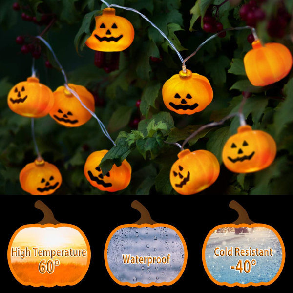 LED-valoketjut, Pumpa-valoketjut Halloween Pumpa Lyhty 2m 20LED Paristot Pumpa Valot Ketjut Valot Lamput Lamppu Koriste