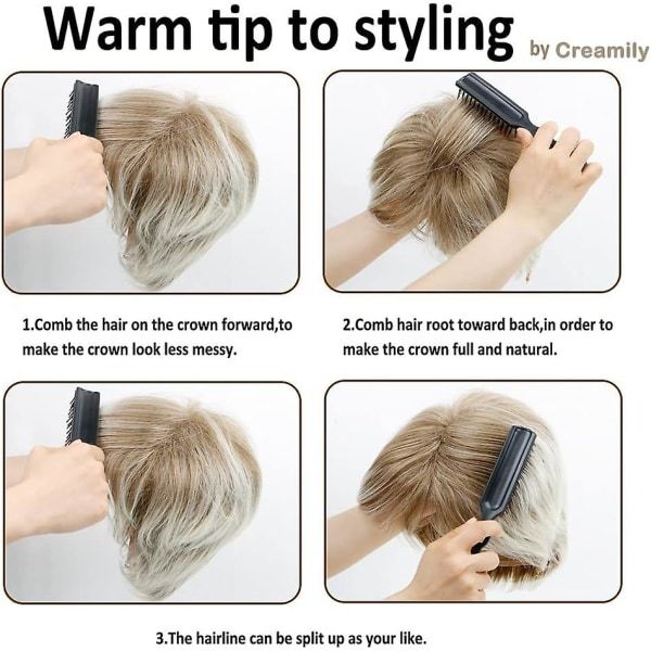 TG Kort Blond Peruk Kvinnors Naturliga Blond Kort Pixie Peruk Syntetiskt Hår Peruk för Kvinnor (Blond Mix Brun)