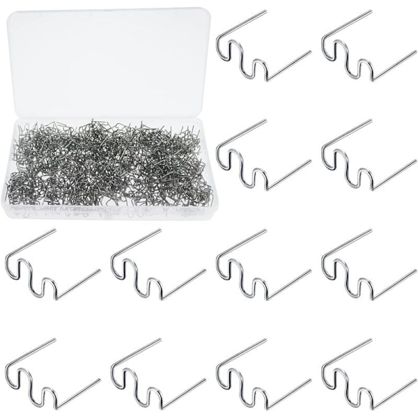 500 kpl Metallisia kuumia niittejä, 0,8 mm aaltotyylinen muovihitsausniitti auton puskurin korjaukseen, korihitsaukseen, laatikolla