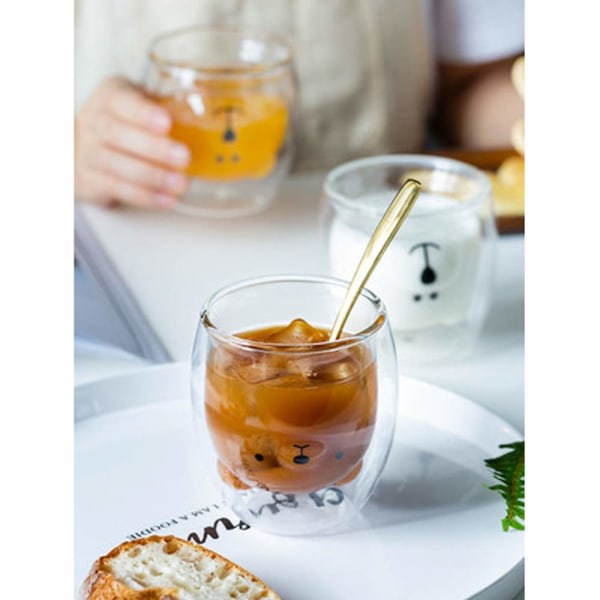 Kaffekopp med dobbelveggisolasjon, søt dyrekopp, te- og melkekopper, original gave til jul, Thanksgiving, venner (Katt)