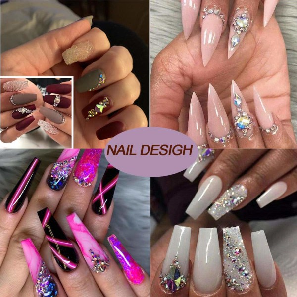 Galaxy 6 Kasser Nail Art Rhinestone 3D Neglekrystaller Sten Guld Metal Stud Øreringe Uregelmæssige