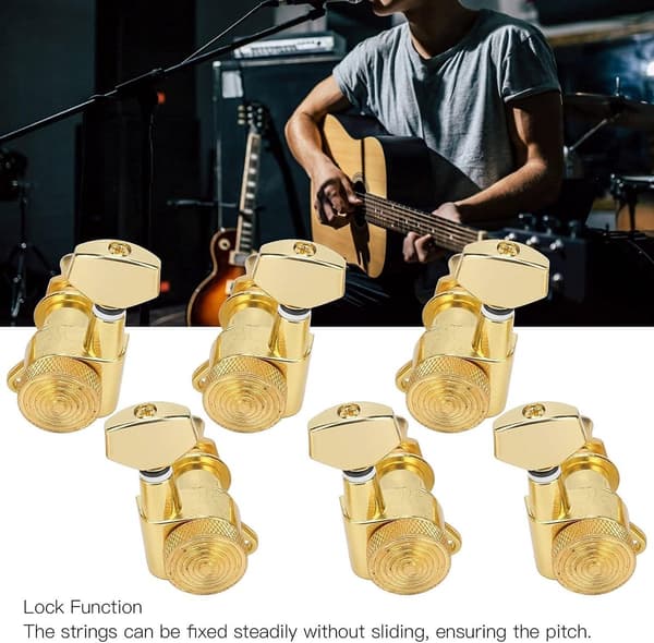 6 st låsbara stämskruvar för elgitarr, silverkromade maskinhuvuden med skruvar för utbyte