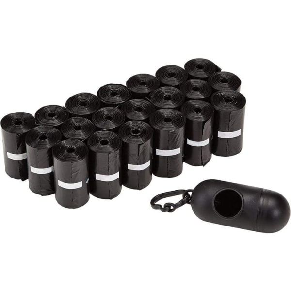 Basics Hundepåser med Dispenser og Koppelklemme, Uparfumeret - 300-pak, 33 x 23 cm, Sort