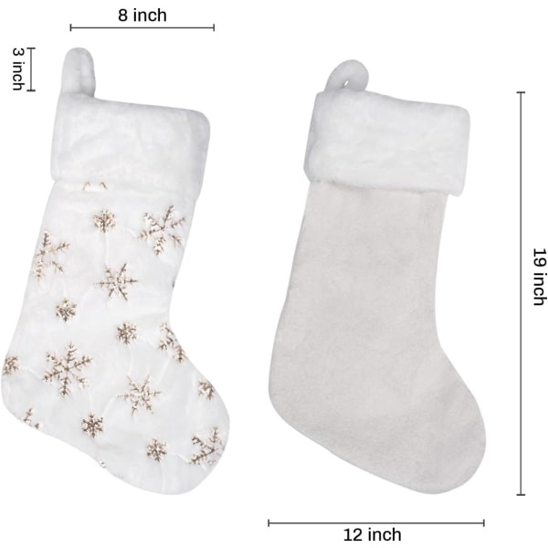 19 tums klassisk vit julstrumpa, behåller formen väl