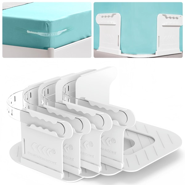 Usynlig laken- og sengetøyfeste, avtakbart og oppbevaring, holder lakenet stramt, lakenklype for daglig bruk Gray (set of 4)
