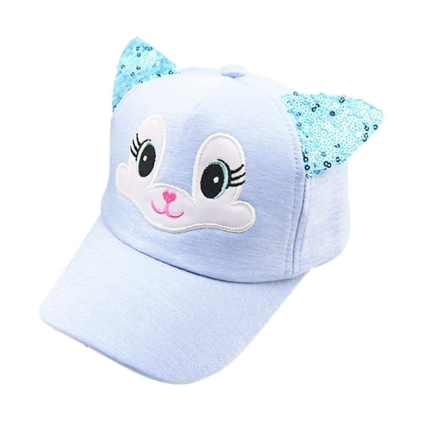Barnflicka Tecknad Katt Paljetter Öron Cap Snapback-hatt för småbarn