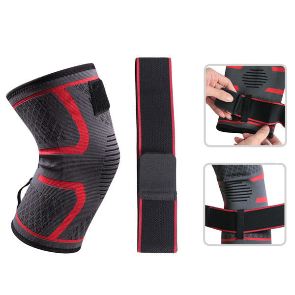 Nylon Latex Filament Utomhus Cykling Knäskydd Fyrfelts Stretch Stickad Nylon Knäskydd Sportkläder Sport Säkerhet Knäskydd Röd 2XL