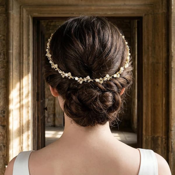 Rhinestone Krystall Blomsterhårbånd for Kvinner, Gull Legering Tiara Hårbøyle, Én Størrelse Passer de Fleste, Bryllup Brude Brudepike Fest Hodeplagg Tilbehør