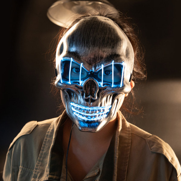 LED Glödande Masker Skull Shape Ljusmask Dansfester Bar Dance Mask PP Masker