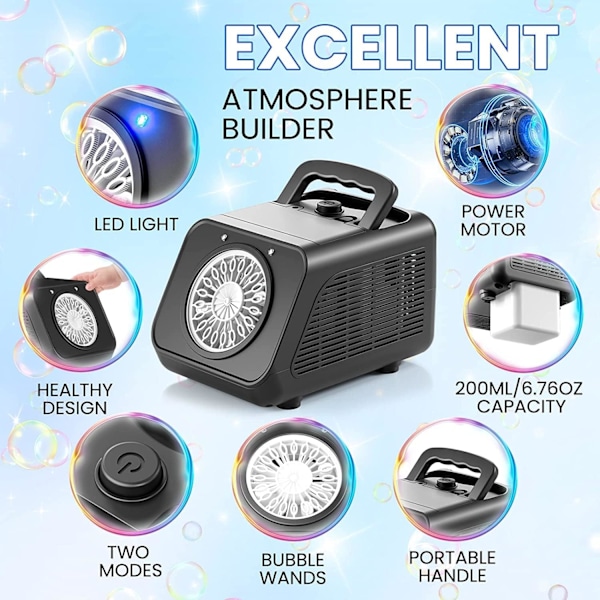 Bubbelmaskin, Automatisk Bubbelblåsare 15 000+ Bubblor per Minut