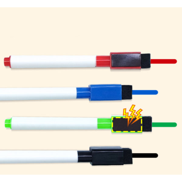 Sort, rød, blå, grøn, 25 af hver, i alt 100, med børste, whiteboardpen med et hoved, vandbaseret viskelædermarkør,