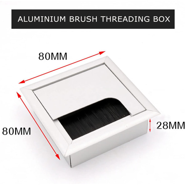 2 kabelhåndteringsbrickor med borsttætning -80x80mm kasse af aluminiumlegering