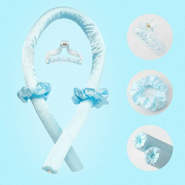 TG Värmefri silkeshårtejp Curlingstav Curlingtejp Hårklämma Lazy Natural Soft Wave DIY Curler Stylingverktyg för sänggåendet över natten (blå) Blue
