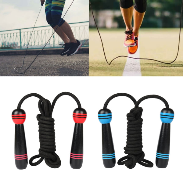 Hopprep för barn med trähandtag - Lätt justerbart hopprep för pojkar och flickor - Fitness Blå