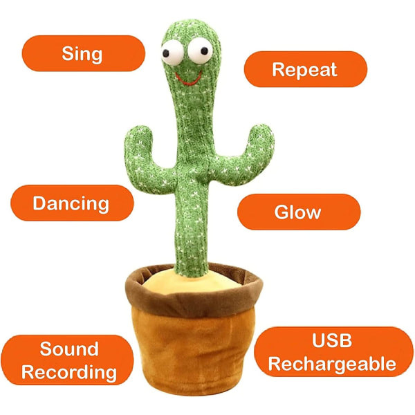 Swing Electric Singing Cactus Toy, Toistaa Sanasi Latautuva Kaktus Pehmolelu