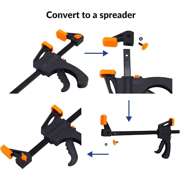 4 Stycken 10 cm Spärrklämmor Enhandsstångklämmor, Wolfcraft Snabbklämma Spärrstångklämma för Träbearbetning DIY Hantverk