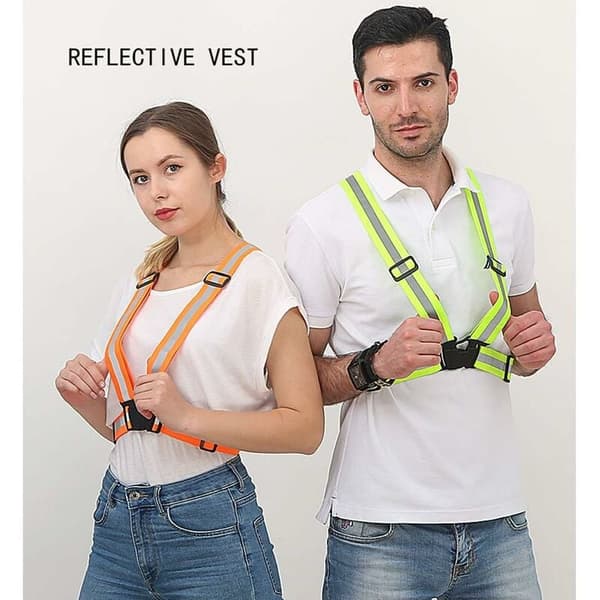 Reflexväst Hög Synlighet Reflex Säkerhetsväst Kit Bälte för Löpning Jogging Utomhus Motorcykel, Orange