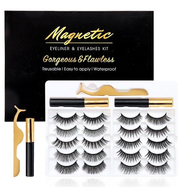 Europæiske og amerikanske 3D magnetiske falske øjenvipper vandtætte langtidsholdbare magnetiske øjenvippesæt magneticlash 10 pairs (horizontal version)