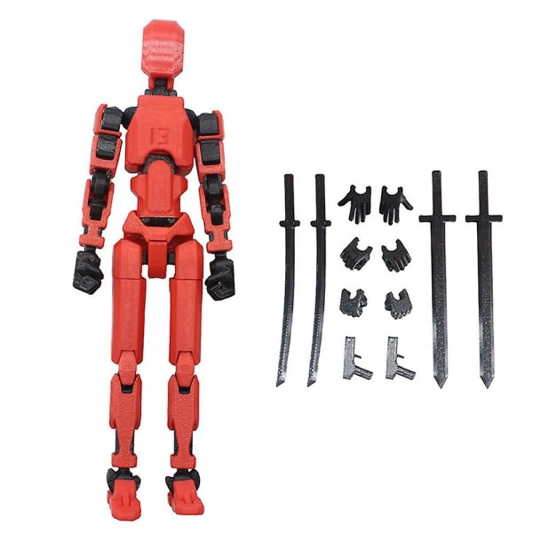 T13 Actionfigur, Titan 13 Actionfigur, Robot Actionfigur, 3D-tryckt Action NYHET Svart Röd Black Red