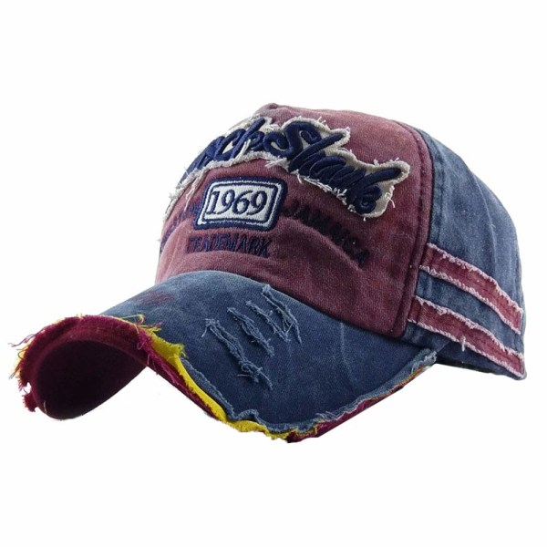 Cap Vintage Sport Casual Solhatt Unisex Justerbar Distressed Washed Cotton Snapback Trucker Hat (rød)