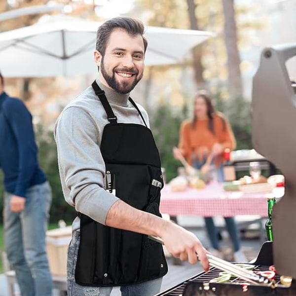 TG 7-delt grillsett med grillforkle i rustfritt stål, grill