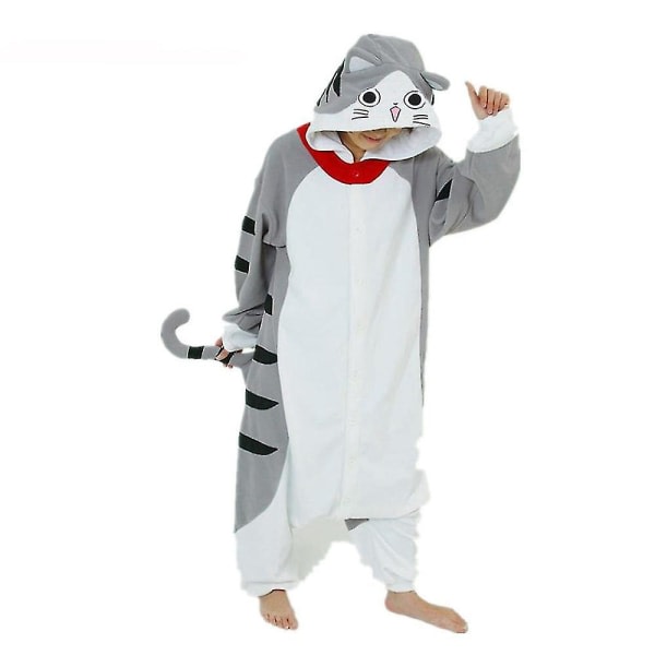 Vuxna Pyjamas i ett stycke, Animal Kigurumi Onesie Mies Kvinnor Helkroppspyjamas Sarjakuva Chi Cat Kigurumi Cosplay kostym S XL
