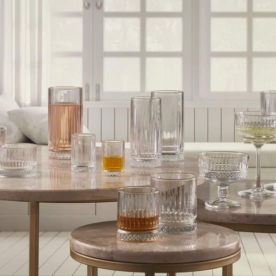 Pasabahce Elysia dricksglas set om 12, 35,5 cl kristalliknande Old Fashioned-glas för vatten, juice, whiskey, diskmaskinssäkra