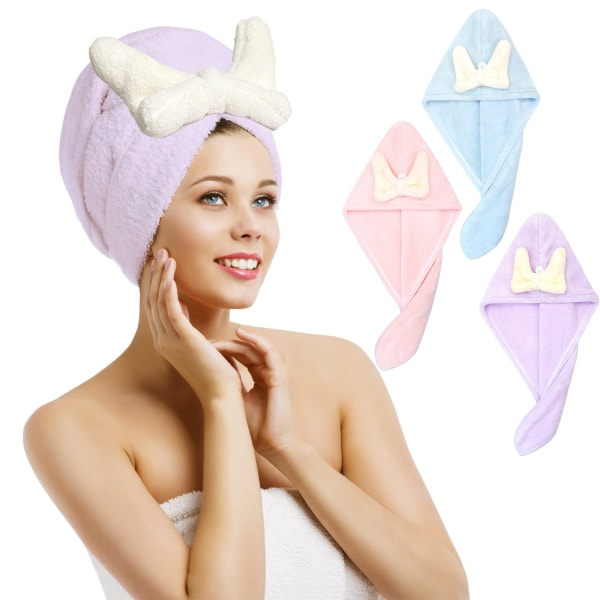 TG Mikrofiber Hårhandduk, 3-pack Hårhanddukspaket för Långt Hår
