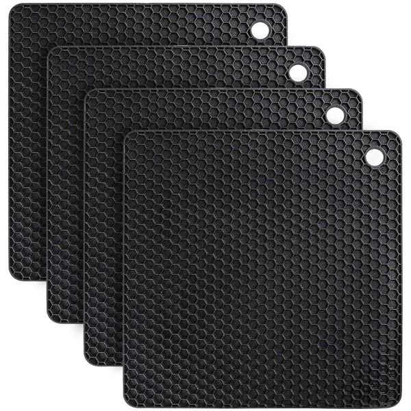 4 stk silikon grytekluter, gryteunderlag, oppvaskmaskinsikker, varmebestandig