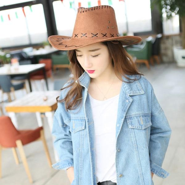 Västerländsk cowboyhatt böjd brätte utomhus småbarns solhatt semester Brun 56-58cm