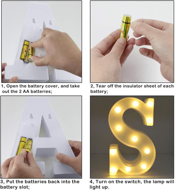 LED-bokstäver för födelsedag och bröllopsdekoration, batteridriven (S) S