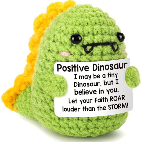 Amazons bästsäljande ull Emotional Support groda handvirkade ornament positiv energi kort Dinosaur 1