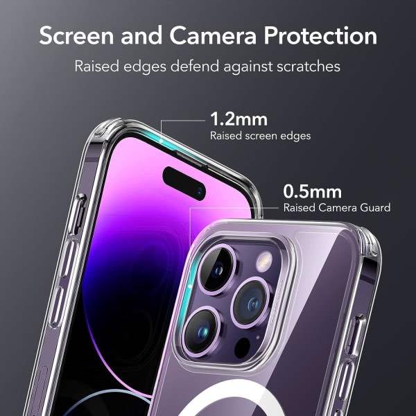 Transparent etui til iPhone 14 Pro, kompatibel med MagSafe, Magn
