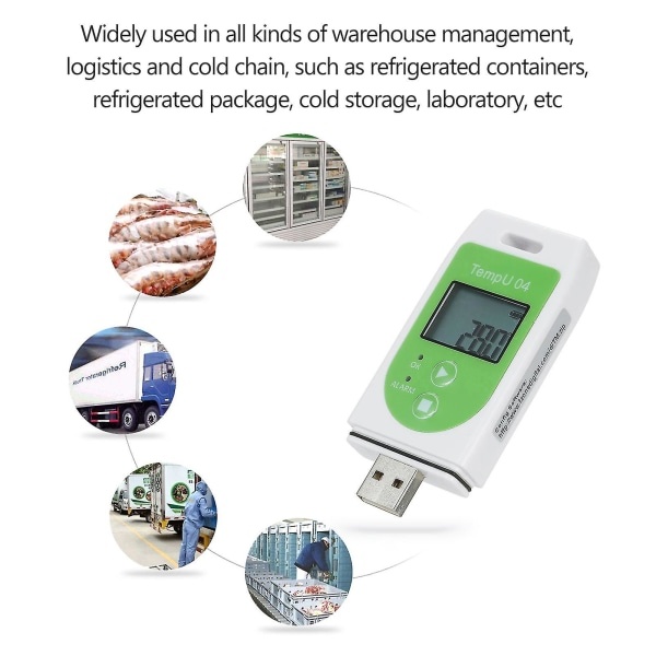 Datalogger for temperatur, multifunksjonell USB-datalogger, gjenbrukbar temperaturregistrering med 32 000 opptakskapasitet