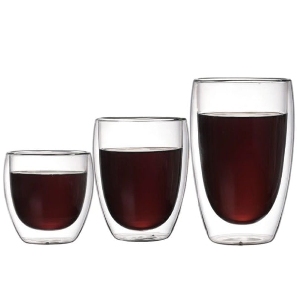 Isolerad värmebeständig glaskopp äggformad transparent mjölkkopp juicekopp dubbelväggig förtjockad glaskopp (250 ml)