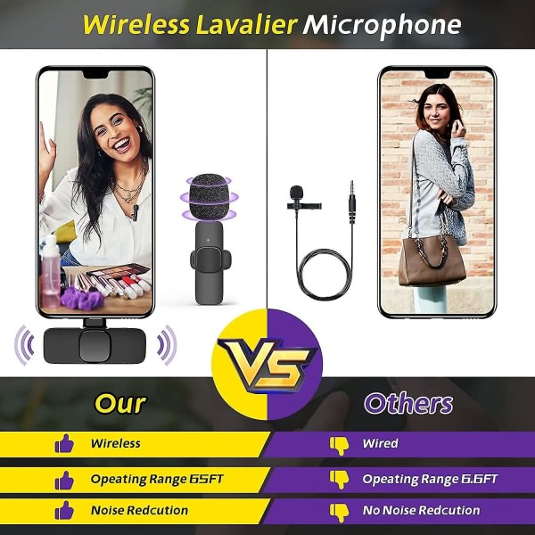 Trådløs Lavalier Mikrofon USB-C, Trådløs Lapel Mic for Android for Tiktok, Youtube, Vlogg