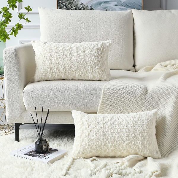 Dekorative putetrekk, sett med 4, myk bomull og lin, for sofa, stol, seng, utendørs/innendørs, påskedekor