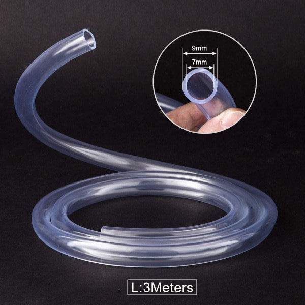 Galaxy Transparent trykklang 3 meter, 7×9 mm fleksibel slang PVC-rør 7mm*9mm