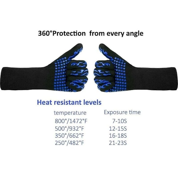 BBQ Handskar Värmebeständiga upp till 800°C - L5 Skärbeständiga Handskar - Premium Ugnshandskar för BBQ, Matlagning, Bakning och Svetsning (1 Par 33cm)