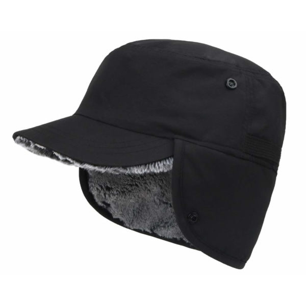 Galaxy Cap Varm Lue med Øreklaffer - 101 % Nylon og Kunstig Pels (Svart)