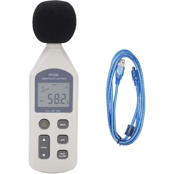 HY‑1361 Digital Lydniveau Måler LCD Display Bærbar USB Decibel Monitor Støjoptager Dobbelt Analog Signal Output 30-130dBA 35-130dBC, af DEBUNS