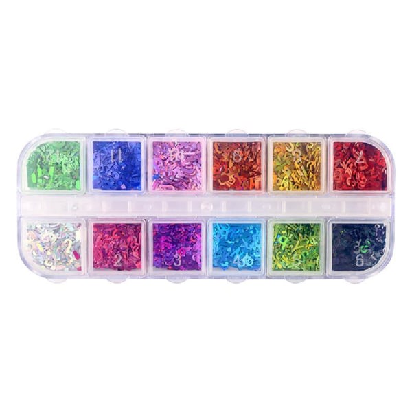 12 farger alfabetet holografisk laser 26 engelsk bokstäver blandade chunky glitter for DIY Epoxy Resin Crafts Festival paljetter