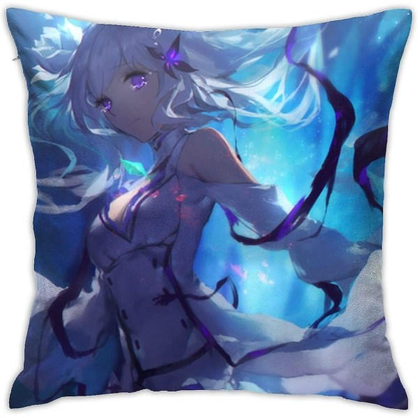 Re Zero Anime Lyxigt Andningsbart Kuddfodral, 18x18 tum Hem Vardagsrum Soffa Bilbarnstol Dekoration Örngott, Mjuk Polyester Fyrkantig Örngott