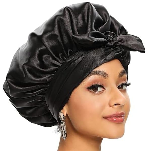 Satin Bonnet for svarte kvinner, Silk Bonnet for krøllete hår
