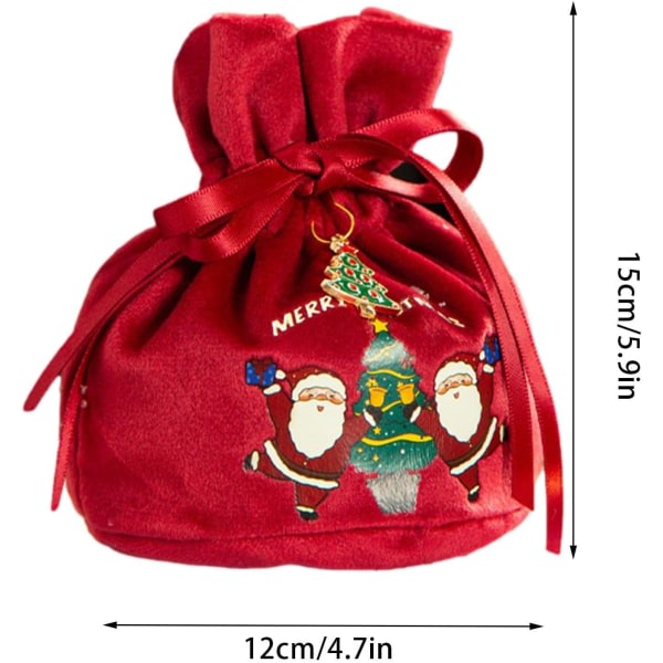 10-pakning röda dragsko julklappspåsar, sammetstyg Present Ba