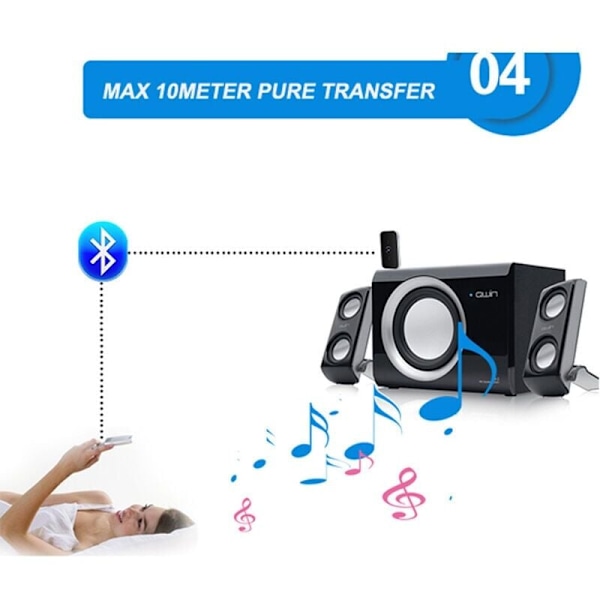 Rt-B6 2-i-1 Bluetooth Transmitter og Receiver Trådløs Lydadapter med 3,5 mm Audio HiFi Audio til Smartphone-TV-PC..DEBUNS