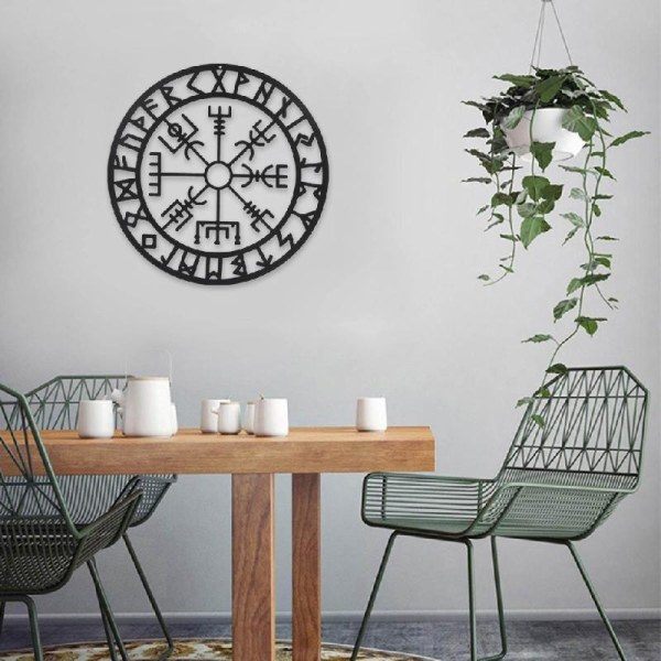 Nordisk stil Dekor metall Viking Vägg Suck Mytologi Symboler Väggdekorationer Rund metall Väggdekor Stor present